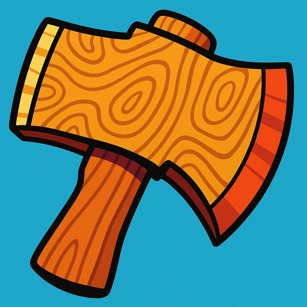 wooden axe head texture in vibrant toon style, cartoon style emoji