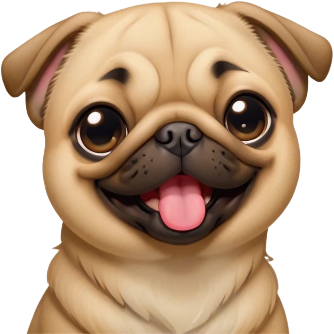 Cinematic Cute Yawning Fawn Pug Portrait Emoji, Head tilted slightly with a dramatic, wide-open yawn, showcasing a soft fawn coat with a velvety texture, floppy ears slightly drooping, round dark eyes barely open in drowsy contentment, Simplified yet irresistibly adorable features, highly detailed, glowing with a soft, cozy glow, high shine, relaxed yet expressive, stylized with a touch of whimsy, bright and endearing, soft glowing outline, capturing the essence of a sleepy yet affectionate companion, so drowsy it feels like it could stretch out of the screen and curl up for a nap! emoji