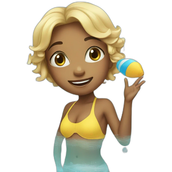 Cute girl in swimming pool emoji