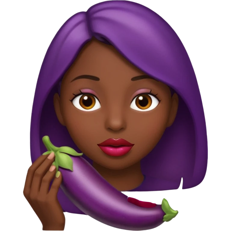 Lips sucking on an eggplant emoji