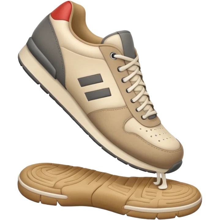 3D Apple-style emoji of a foot with a sneaker stepping on the ground, leaving a shoe print.






 emoji