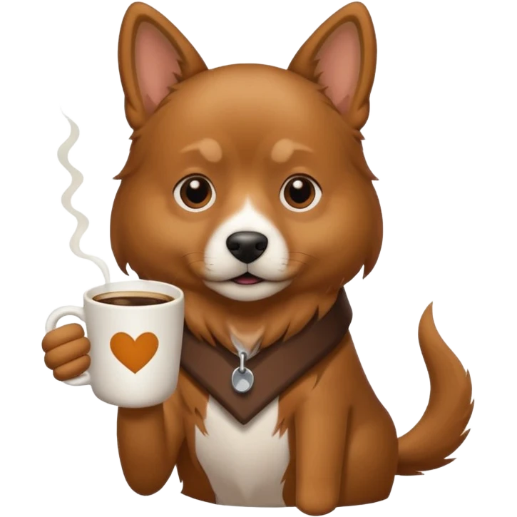 Dog with a cup of coffee emoji