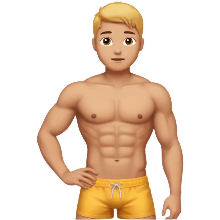 Male shirtless honey skin six pack sexy big dih lean full body without pants one hand cover the mid emoji