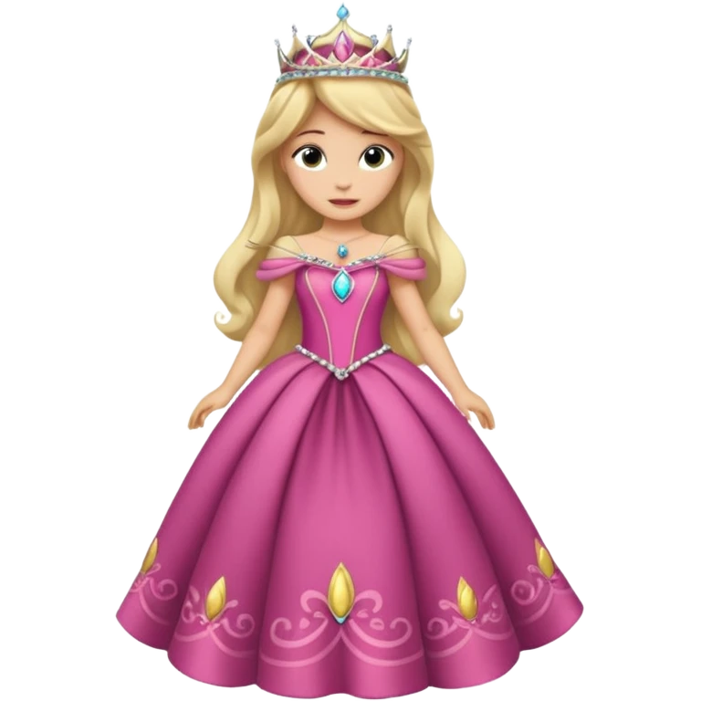 Princesa aurora Disney com vestido grande roda com uma tiara pequena e corpo inteiro, emoji