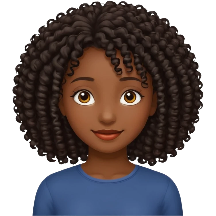 Una chica morena de cabello rizado no esponjado y color negro emoji