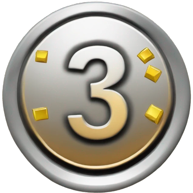 coin with digit 3 and sparkes  emoji