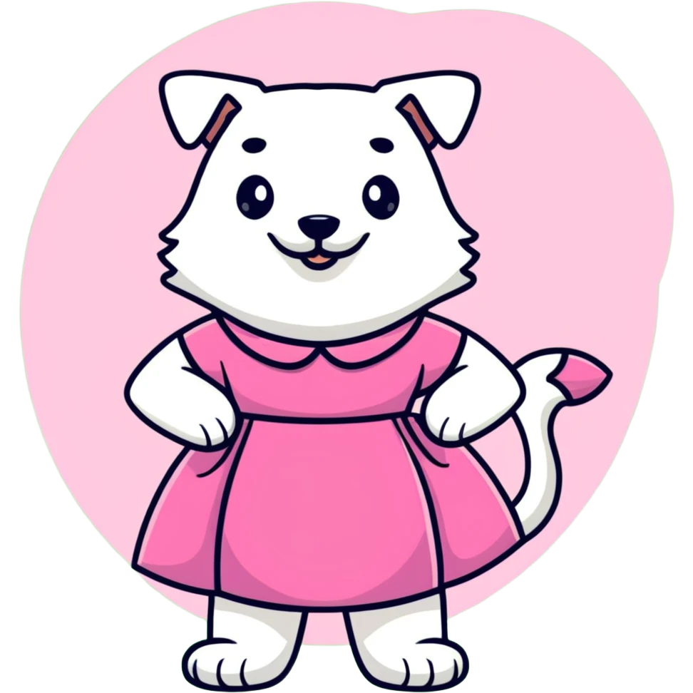 Dog wearing a prink dress emoji