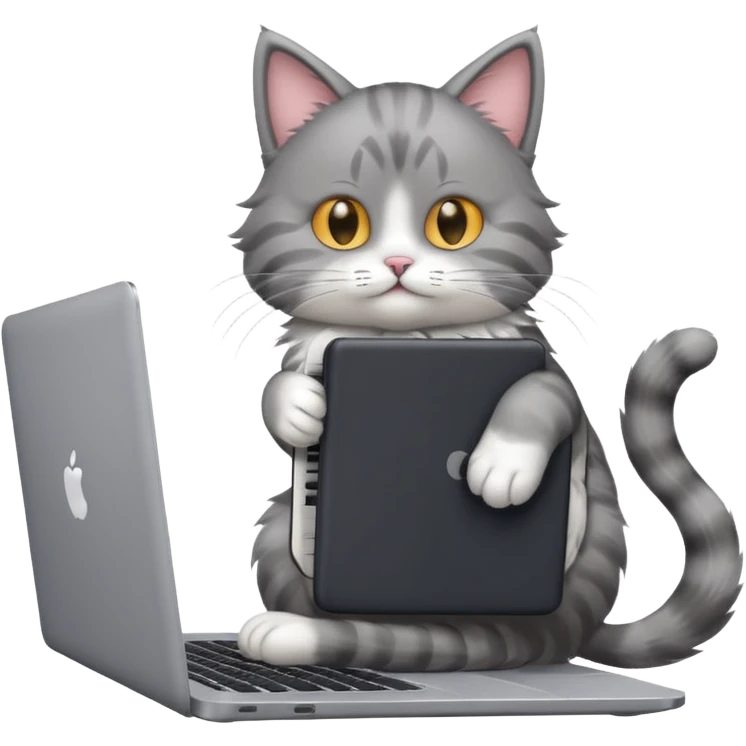 cat making music on his laptop view from the behind  emoji