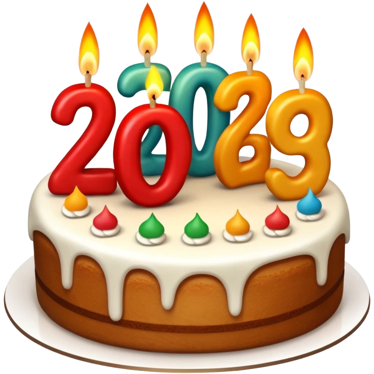 A festive New Year cake with lit candles shaped as the number 2026,
warm lighting, celebratory atmosphere,
soft background, high quality, clean composition emoji