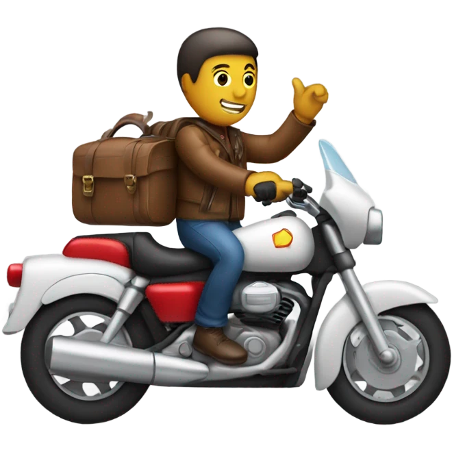 Guy riding a motorcycle while holding a airplane  emoji