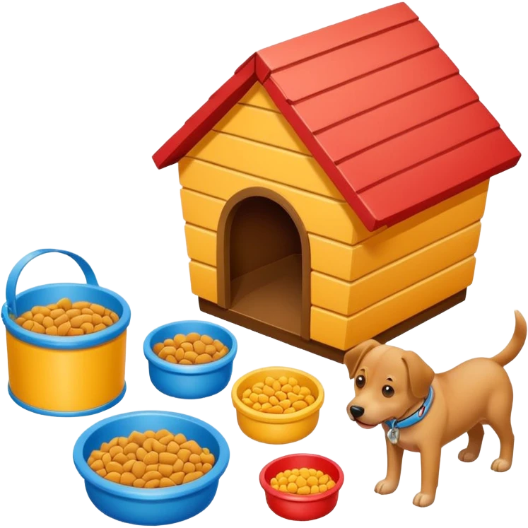 Goals:
1) Isometric style
2) Emoji style
3) Physically realistic
4) Avoid anything that could be considered offensive, even 2%

---
Now generate an image to represent a list to buy items for a new dog. emoji
