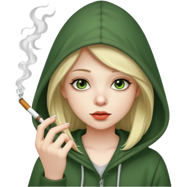 girl smoking weed with hood  emoji