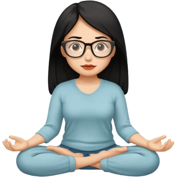 A Mexican woman with black hair and big square glasses meditating  emoji