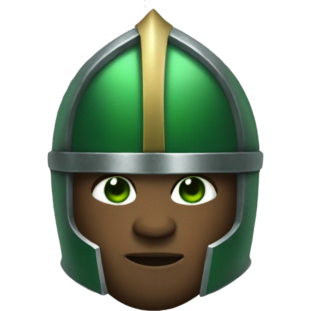 green helmet knight whit light eyes emoji