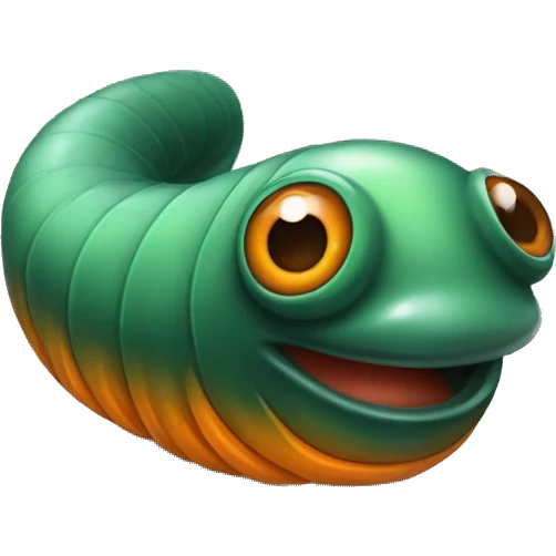 Eight-eyed Dark green and orange medicinal leech with oral suction and caudal suction emoji