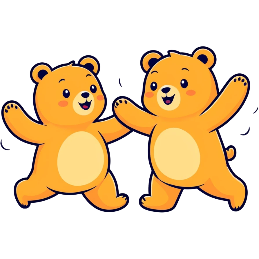 Two happy bers dance emoji