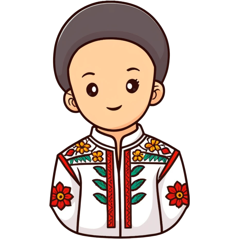 A young Ukrainian psychologist wearing a traditional embroidered vyshyvanka shirt emoji