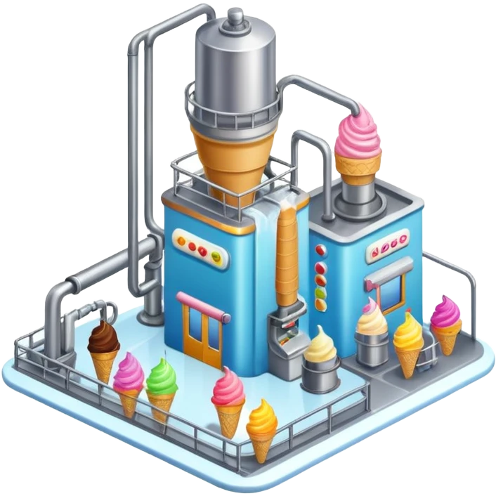 Ice cream factory with machines and production lines emoji