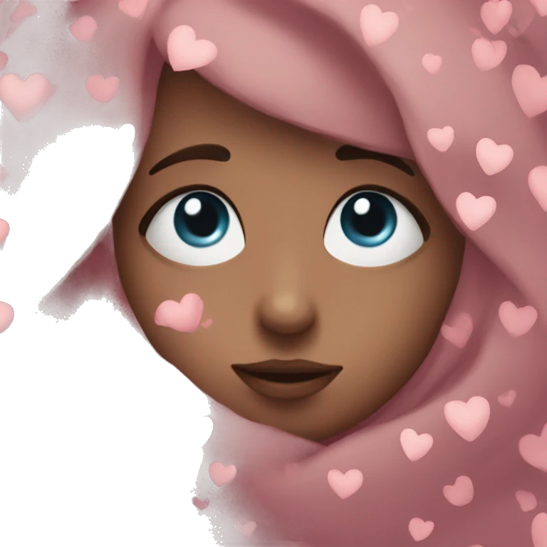 Emoji cute eyes with hearts around emoji