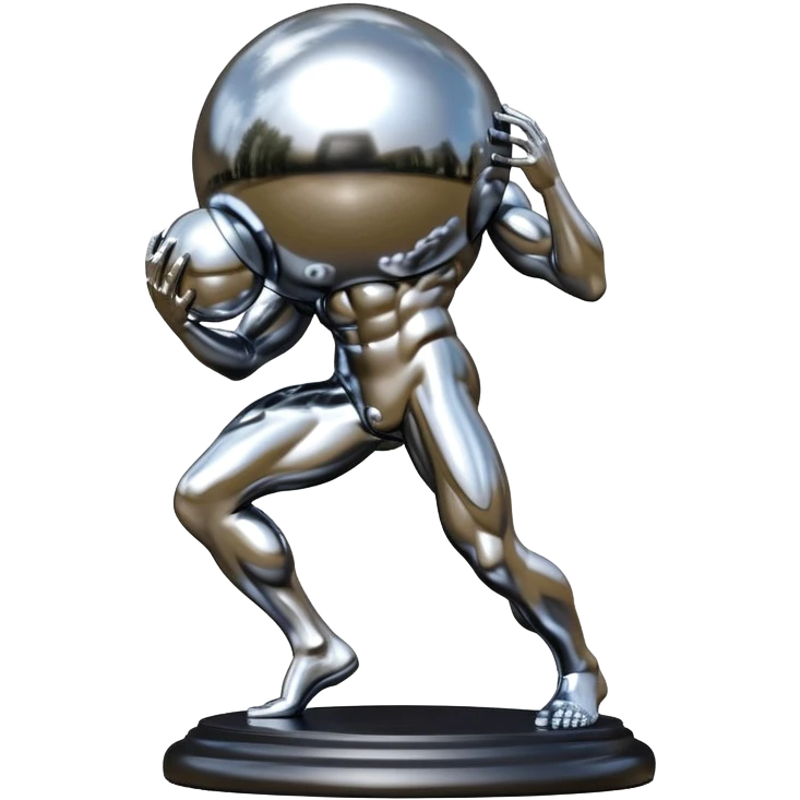sorayama Sisyphus carrying big sphere on his back sculpture emoji