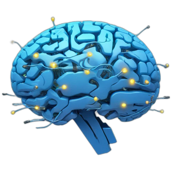 blue brain with circuits emoji