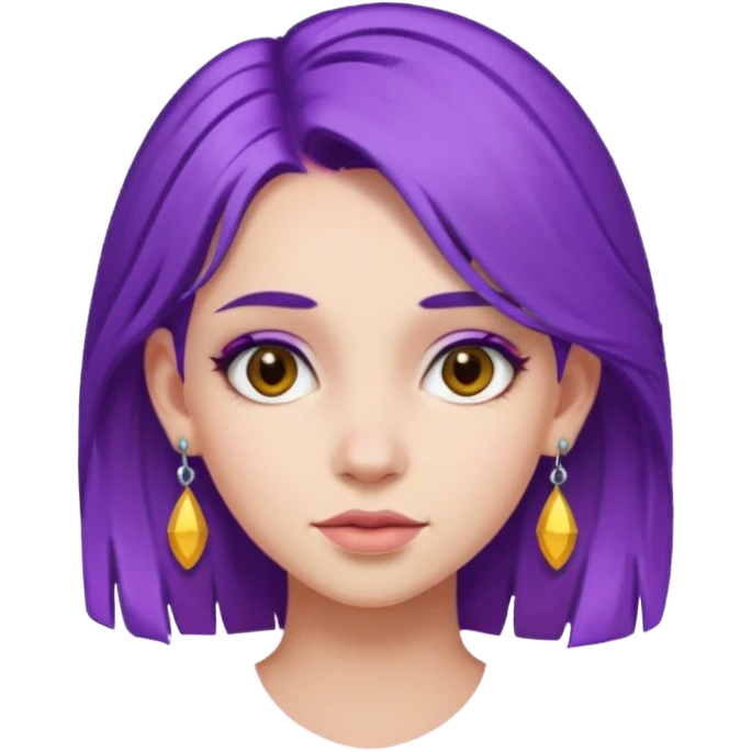 purple hair girl with earrings emoji
