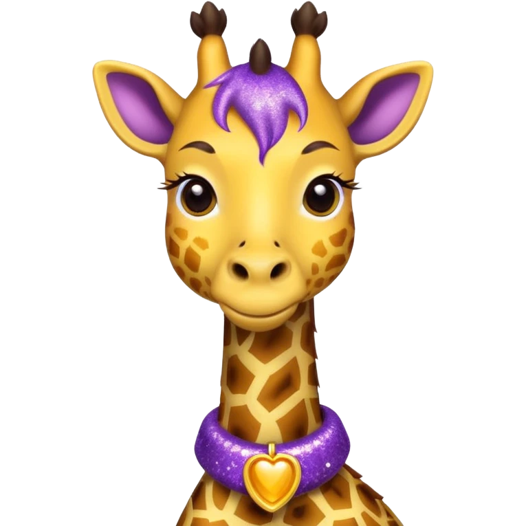Girafa com colar roxo com glitter emoji