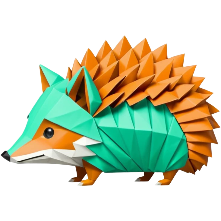 origami hedgehog half fox half hedgehog in color green mint rgb(168, 251, 211) the tail of fox A8FBD3 emoji