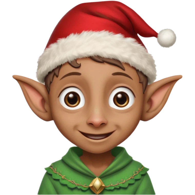 dobby the house elf from harry potter smiling and wearing a christmas elf hat emoji