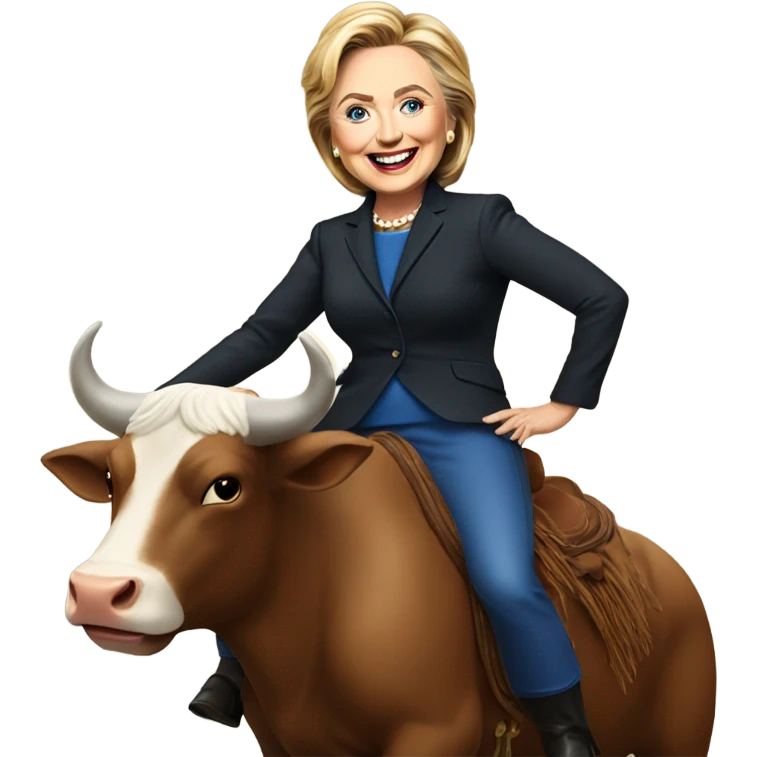 Hillary Clinton riding bull emoji