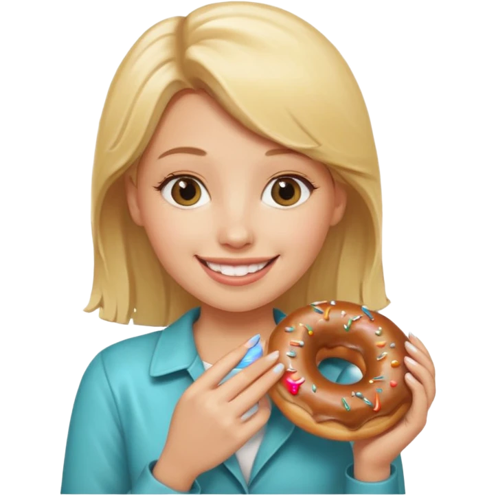 blonde female holding donut emoji