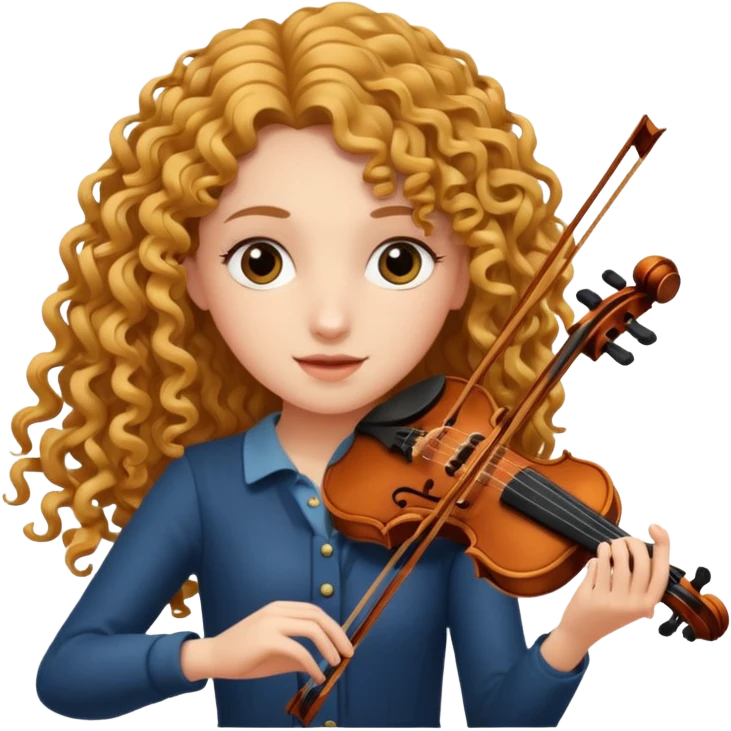 girl with curly very long hair playing violin emoji