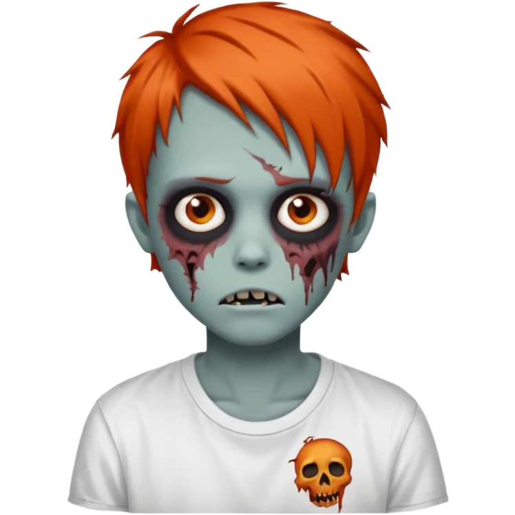 zombie teen emo with emo dark orange hair grunge style white shirt  emoji