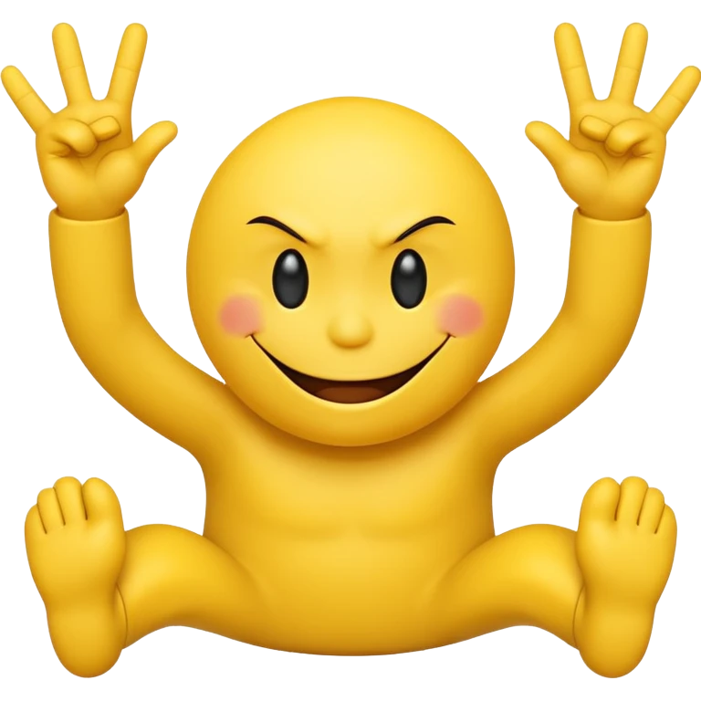Smiley face with a attitude face and flipping his middle fingers of both hands and both feets emoji