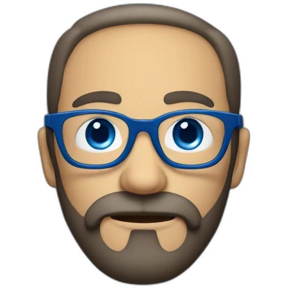 Hombre con barba y lentes azules, pelo canoso emoji