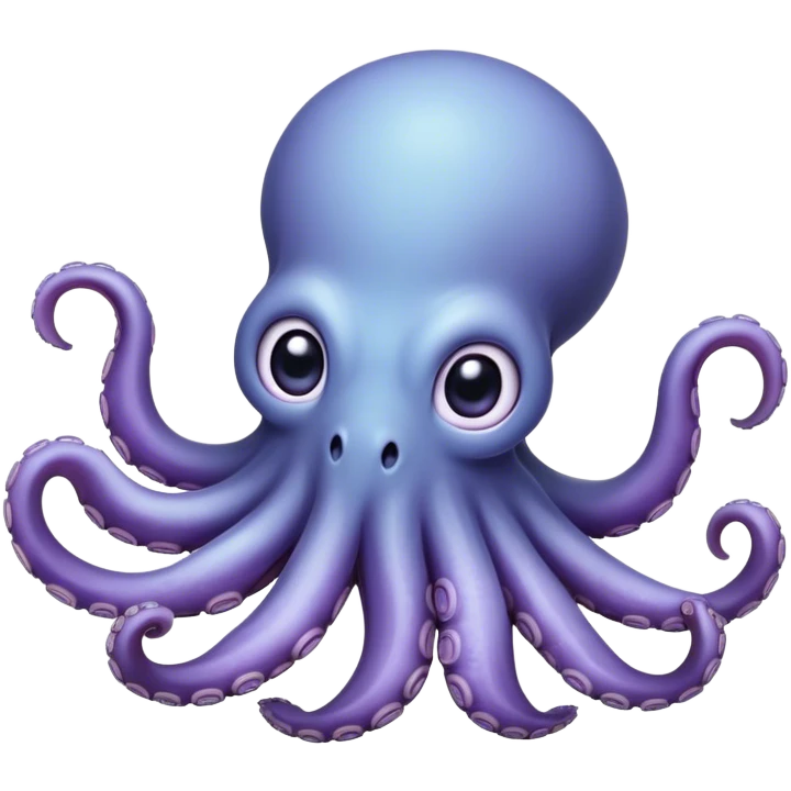 Cinematic Comical Baby Octopus Portrait Emoji, Tentacles slightly flared in a playful, exaggerated gesture, featuring a light blue-purple, rounded body with dramatically wide, hilariously expressive eyes full of surprise and innocent mischief, Simplified yet hilariously endearing features, highly detailed, glowing with a soft oceanic radiance, high shine, dramatic yet lovable, stylized with a dash of whimsical underwater mischief, soft glowing outline, capturing the essence of a delightfully silly little octopus that looks like it just made a clumsy, adorable mistake! emoji