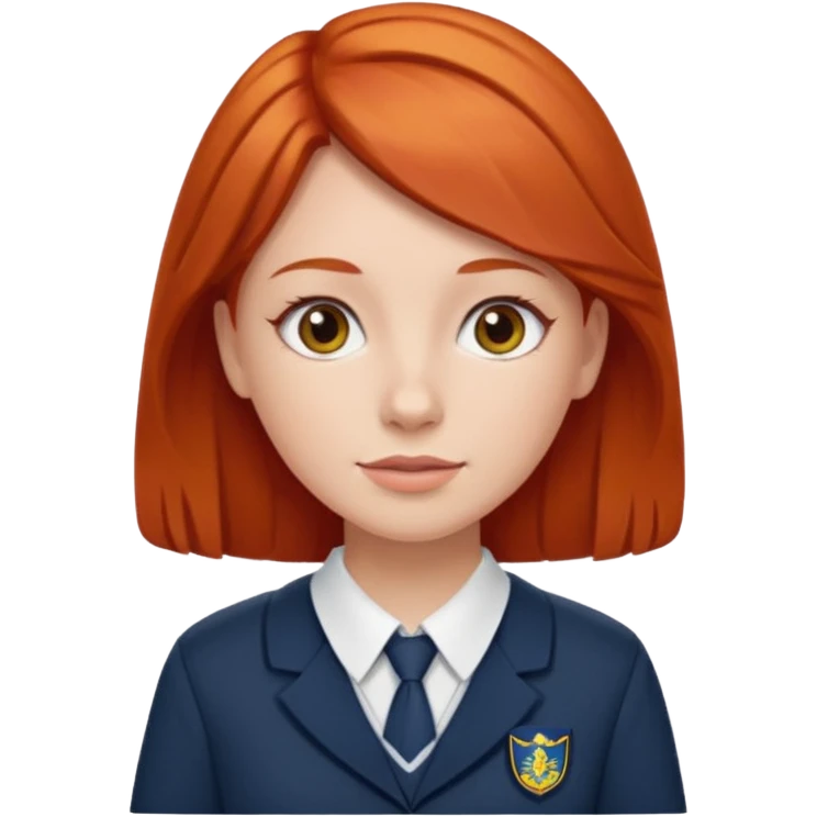 red headed woman with a school in the background emoji