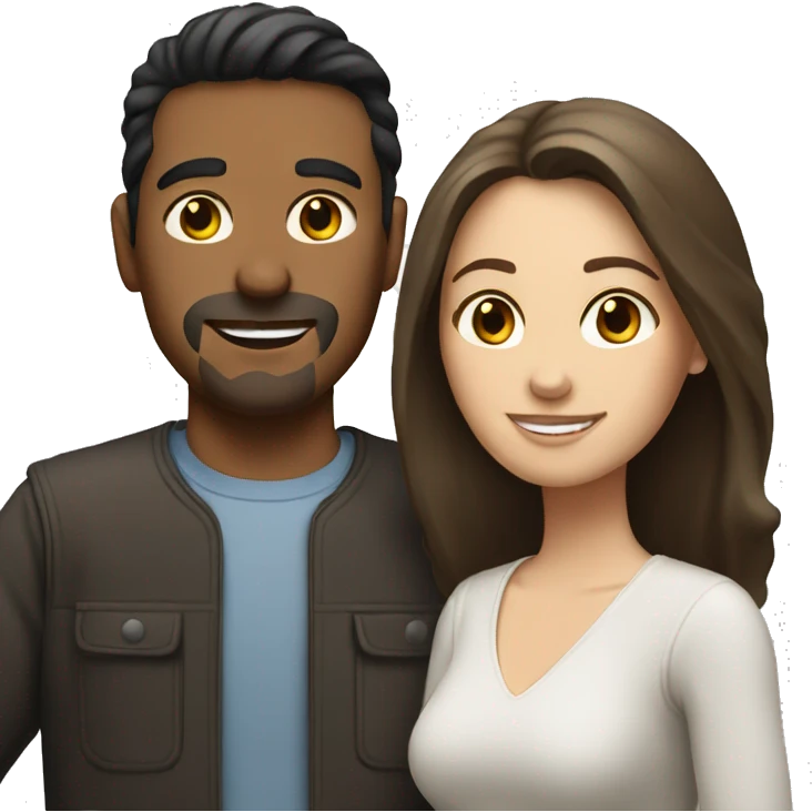 Hispanic man and white brunette woman couple emoji