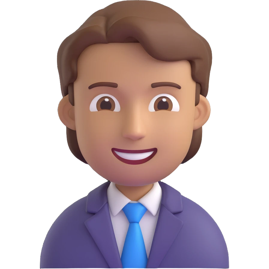 3D emoji-style Michael, modern look, confident smile, brown hair emoji