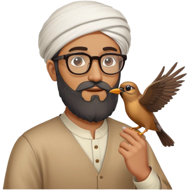 Long bearded Middle eastern man with glasses shooting a bird emoji