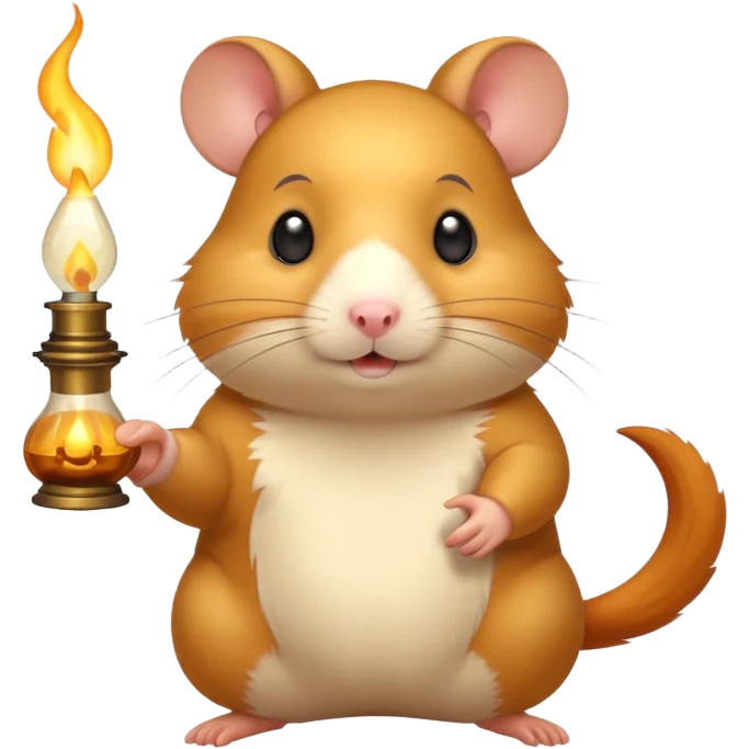 hamster holding oil lamp light emoji