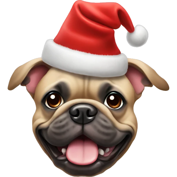 French bull dog wearing a Christmas hat  emoji