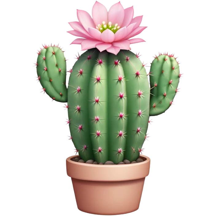 Pastel green cactus with a tiny pastel pink flower emoji