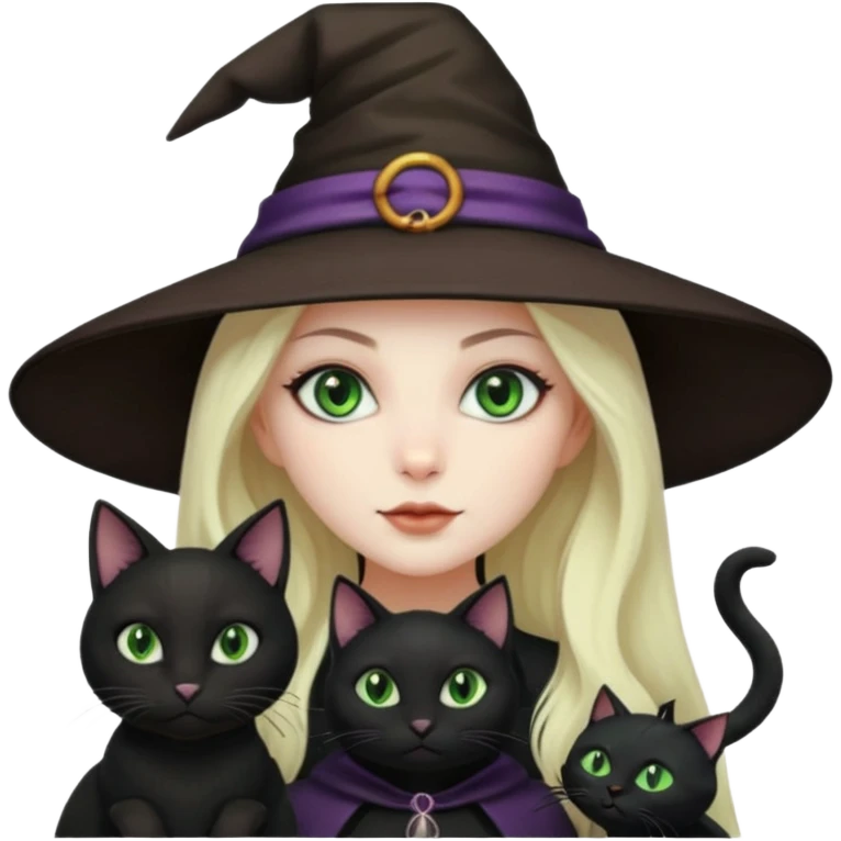Make emoji of girl witch black cat emoji