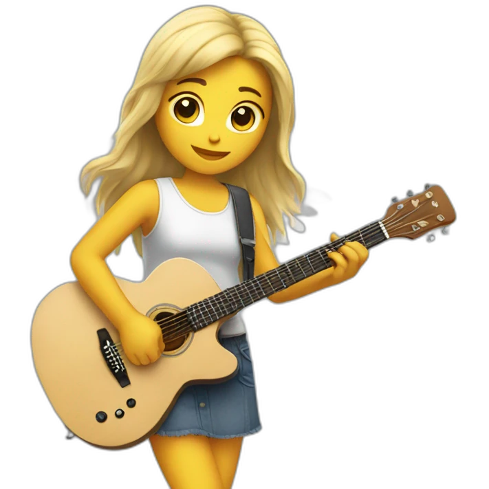 Girl with angel wing playing guitar emoji