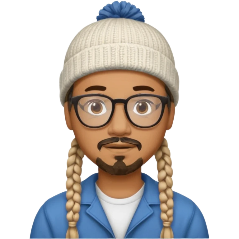 man with braids glasses beanie and goatee emoji