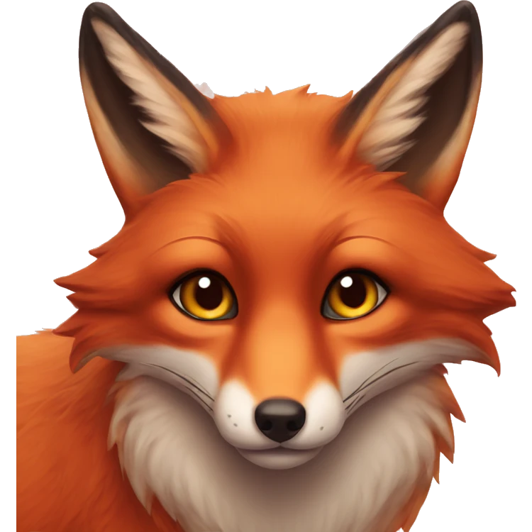 lush red fox face, heart in eyes, female features emoji