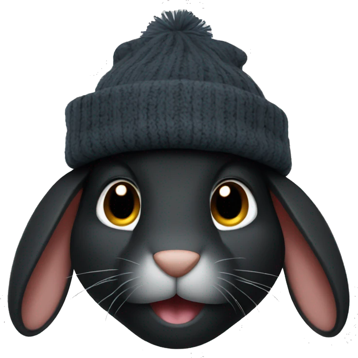Black rabbit wearing a woolly hat emoji