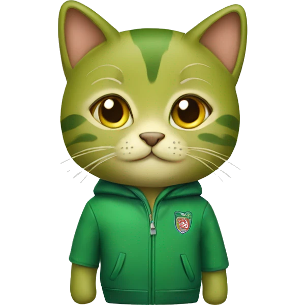 green cat with university jacket emoji