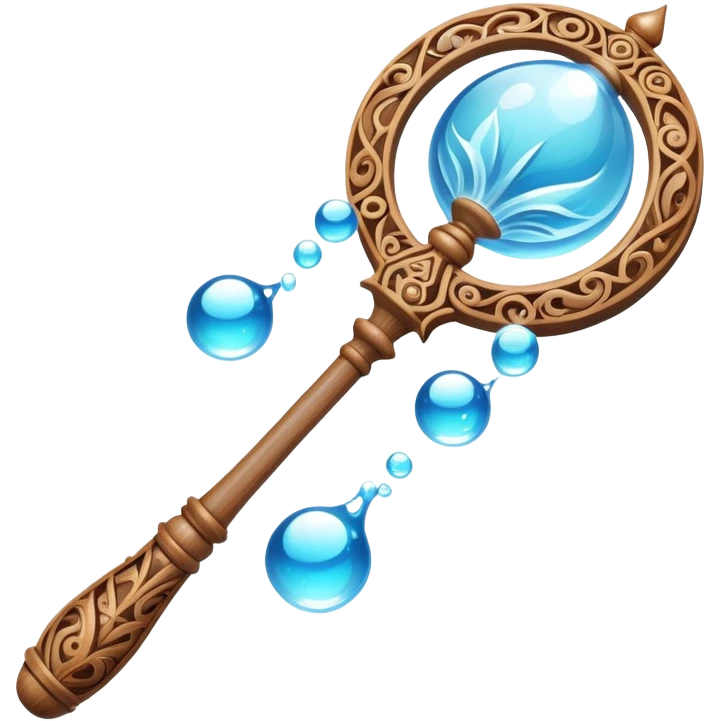 Water magic staff with particles of bubbles emoji